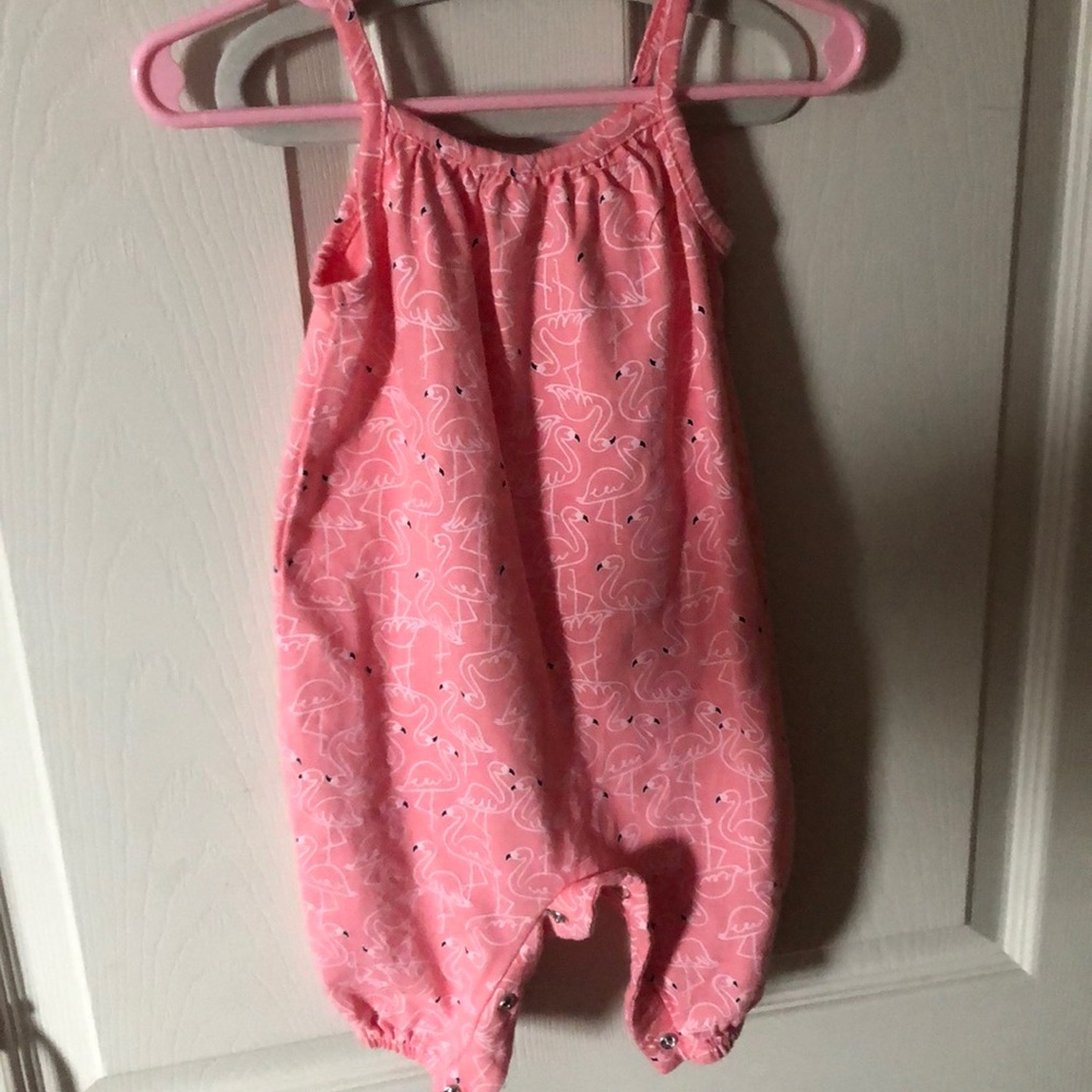 Pink flamingo romper